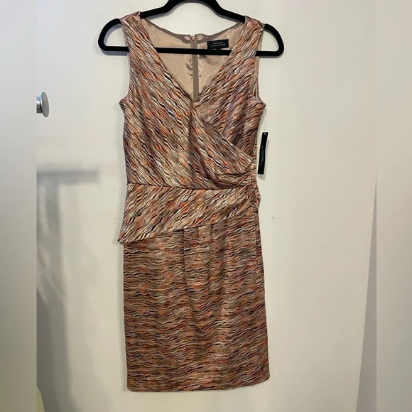 Tahari Dresses & Skirts - Tahari Arthur S Levine | Patterned Faux Wrap Pleat Sleeveless Sheath Dress 2